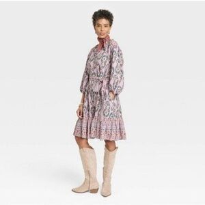 Knox Rose Pink and Gray Long Sleeve Dress